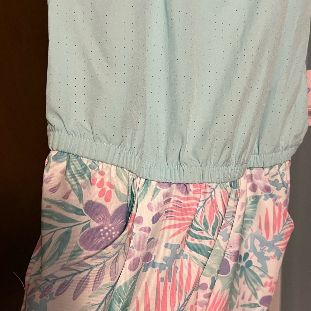 More than Magic Floral Print Short Romper in Mint and Pink NWT Large 10-12 - Picture 2 of 4